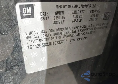 2018 Chevrolet Impala 2Lz from USA, damaged, VIN 1G1125S32JU107332